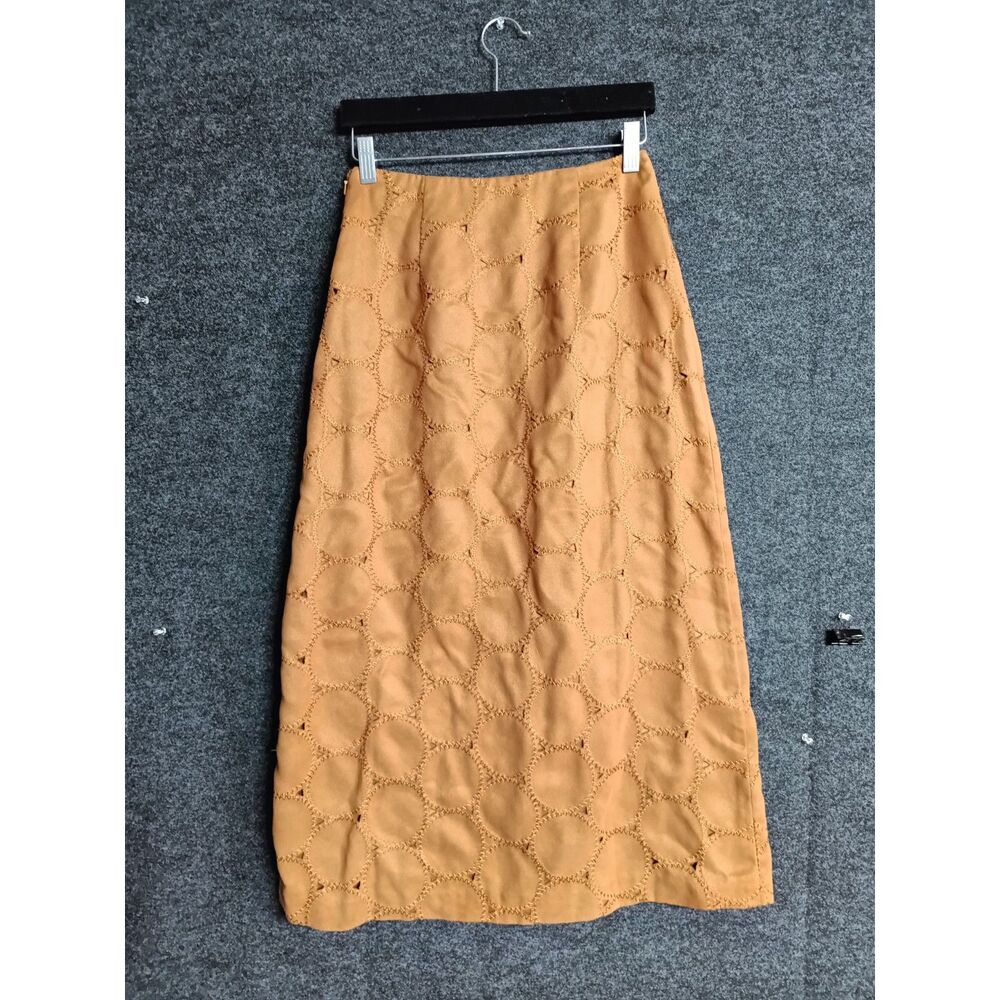 Coldwater Creek Tan Quilted Midi Skirt Size Petite 10 (P10)